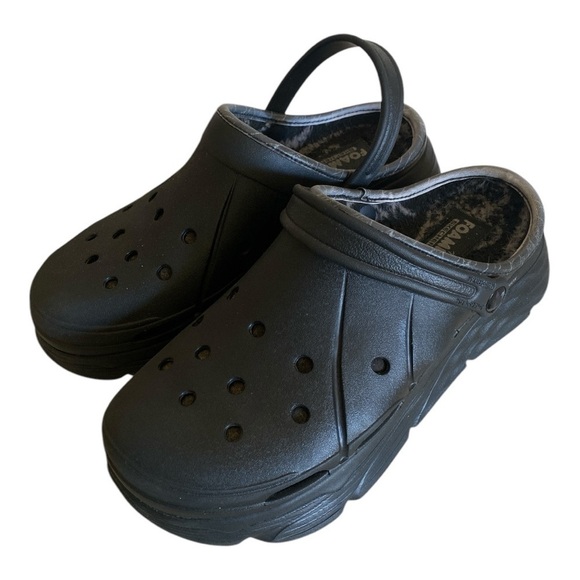 SKECHERS MAX CUSHIONING PLATFORM Faux Fur Lined Foamies Mules Size 10 Gothic - Picture 3 of 15